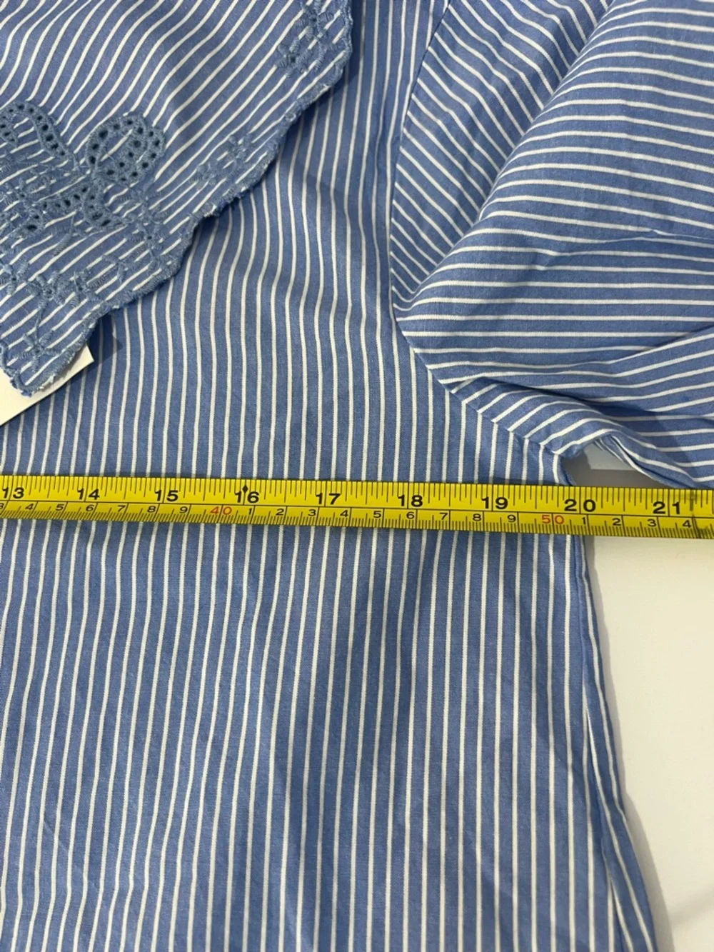 ZARA striped cotton shirt with peter-pan collar and embroidery, Loose fit XS NWT